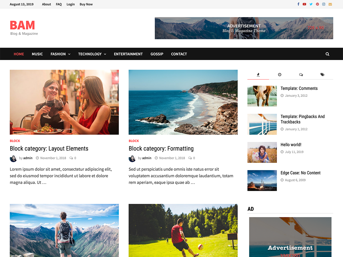 WordPress websites using Bam WordPress theme
