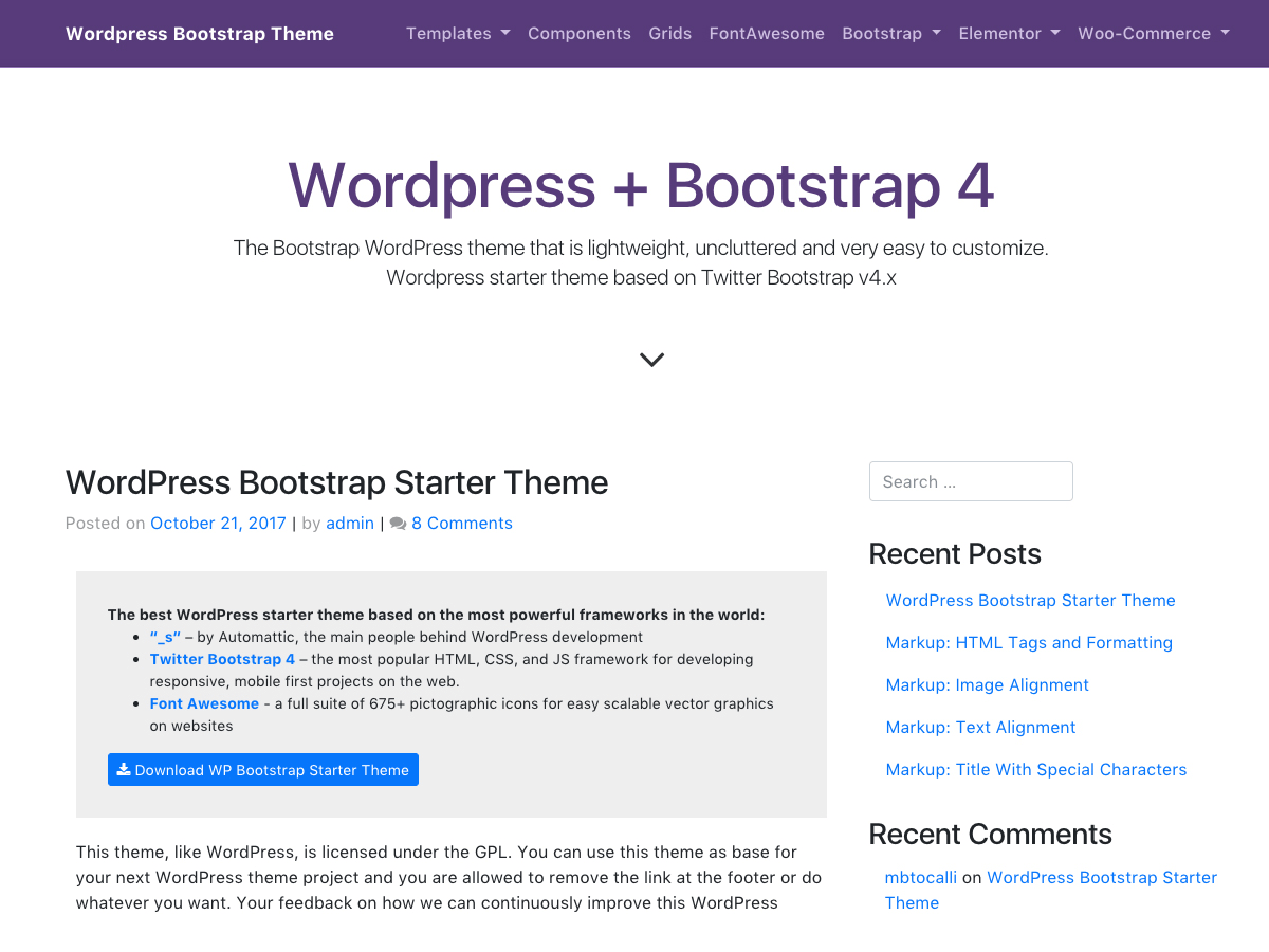 WordPress websites using WP Bootstrap Starter WordPress theme